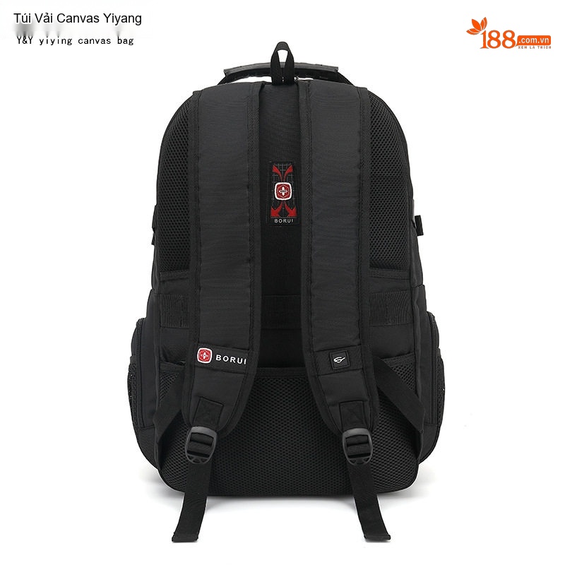 Balo Đôi Nam Vải Canvas Chống Nước Đựng Laptop Du Lịch Công Tác Màu Đen