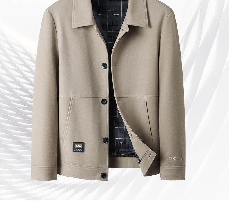 Áo Khoác Jacket Nam Cổ Bẻ Dáng Ôm Vừa Phong Cách Doanh Nhân Màu Đen, Nâu, Be chi tiết 2