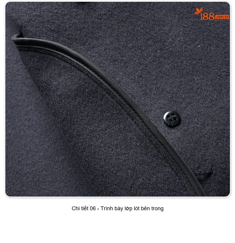 Áo Khoác Dạ Nam Dáng Dài Tay Raglan Hai Hàng Khuy Màu Nâu, Xám Đậm, Đen chi tiết 25