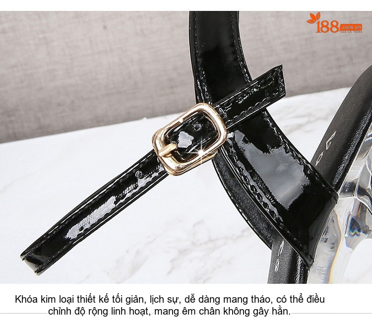 Giày Sandal Cao Gót Nữ Quai Trong Suốt Đính Đá Gót Cao 11cm Màu Đen, Đỏ, Bạc, Vàng... chi tiết 7