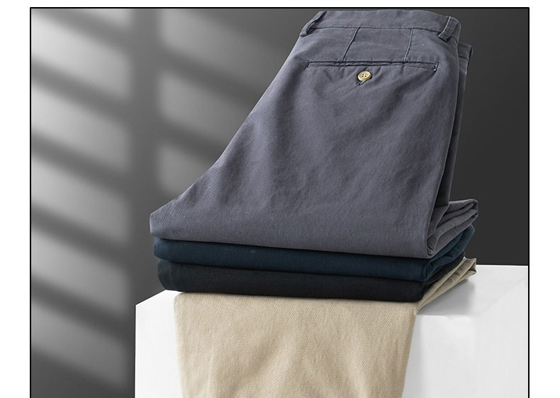 Quần Dài Nam Cotton Ống Suông Rộng Thoải Mái Lưng Cao Màu Đen, Xám, Be chi tiết 11