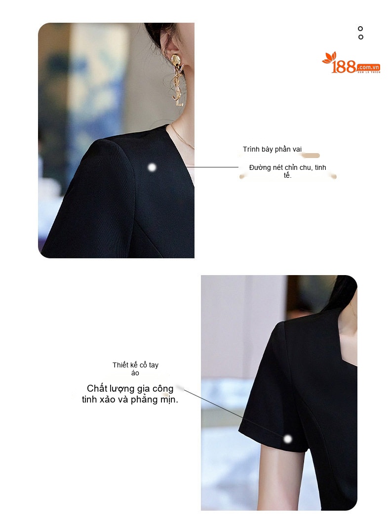 Bộ Set Áo Peplum Quần Ống Rộng Công Sở Thanh Lịch Màu Đen, Xanh Navy chi tiết 8