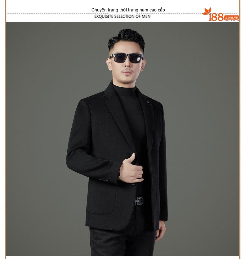 Áo Khoác Blazer Nam Hai Mặt Lông Cừu Áo Phao Lót Lông Vũ Có Thể Tháo Rời Màu Đen, Nâu, Xám chi tiết 28