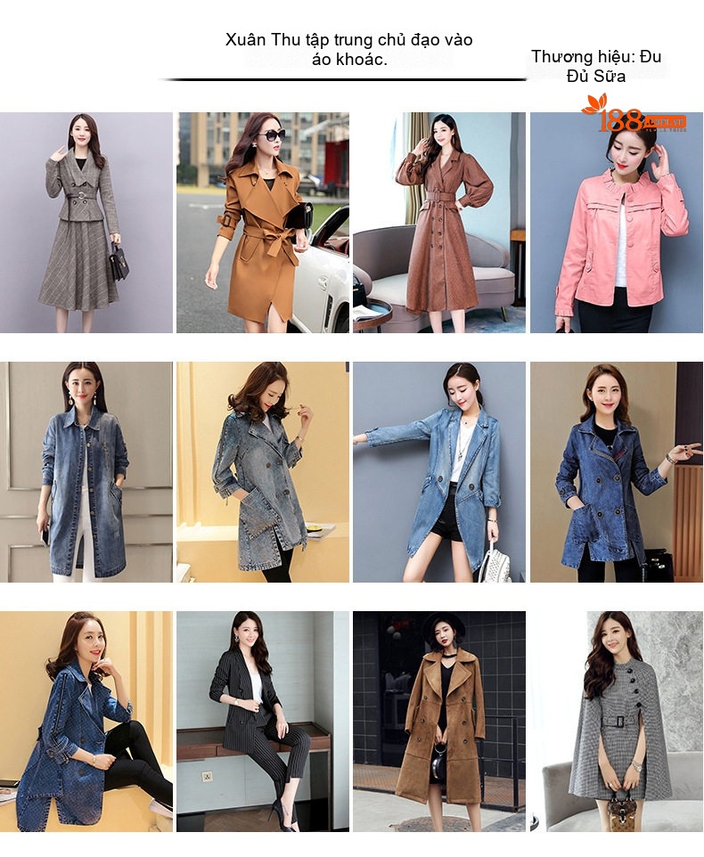 Áo Khoác Jean Nữ Dáng Dài Tay Lửng Khóa Kéo Túi Hộp Phong Cách Hàn Quốc Màu Xanh Jean chi tiết 1