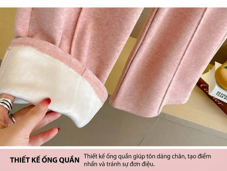 Set Bộ Quần Áo Nữ Dáng Rộng Có Mũ Trùm Đầu Lót Lông Dày Dặn Phong Cách Hàn Quốc Màu Kem, Hồng, Xám, Nâu... chi tiết 28