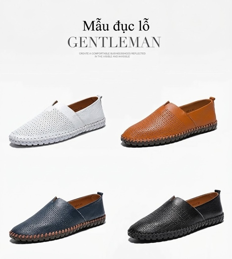 Giày Lười Nam Da Bò Size Lớn Chiều Cao Đế Khoảng 2cm Màu Đen, Xanh Navy, Nâu, Trắng... chi tiết 29