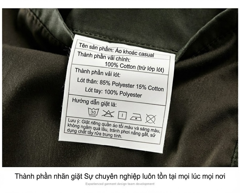 Áo Khoác Nam Công Sở Tay Dài Khóa Kéo Vải Cotton Màu Be, Xanh Navy, Xanh Rêu chi tiết 22