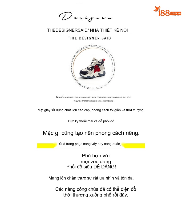 Giày Sneaker Nữ Đế Dày Chiều Cao Đế Khoảng 5cm Phong Cách Hàn Quốc Màu Trắng, Xanh Navy, Đỏ... chi tiết 6