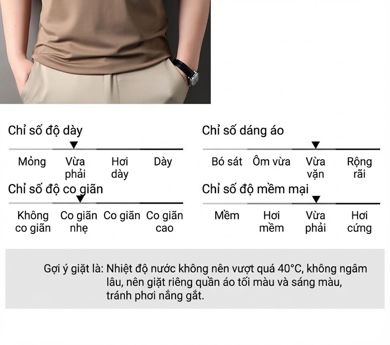 Áo Polo Nam Không Nhăn Co Giãn Thoáng Mát Màu Đen, Nâu, Xám, Be... chi tiết 5
