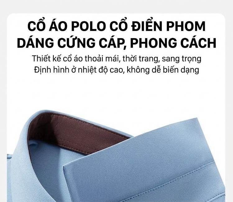 Áo Polo Nam Dài Tay Lụa Tơ Tằm Cổ Bẻ Phong Cách Business Casual Màu Be, Xanh Dương, Xám, Tím... chi tiết 9