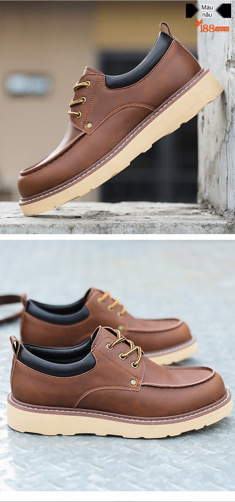 Giày Martens Nam Cổ Thấp Da Mờ Giày Tây Buộc Dây Chiều Cao Đế Khoảng 3cm Màu Nâu, Đen chi tiết 11