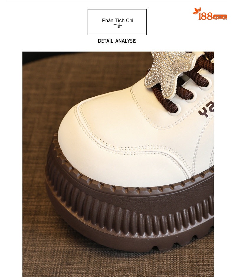 Giày Loafer Nữ Đế Bánh Mì Chiều Cao Đế 8cm Đính Đá Thời Trang Màu Đen, Trắng chi tiết 8