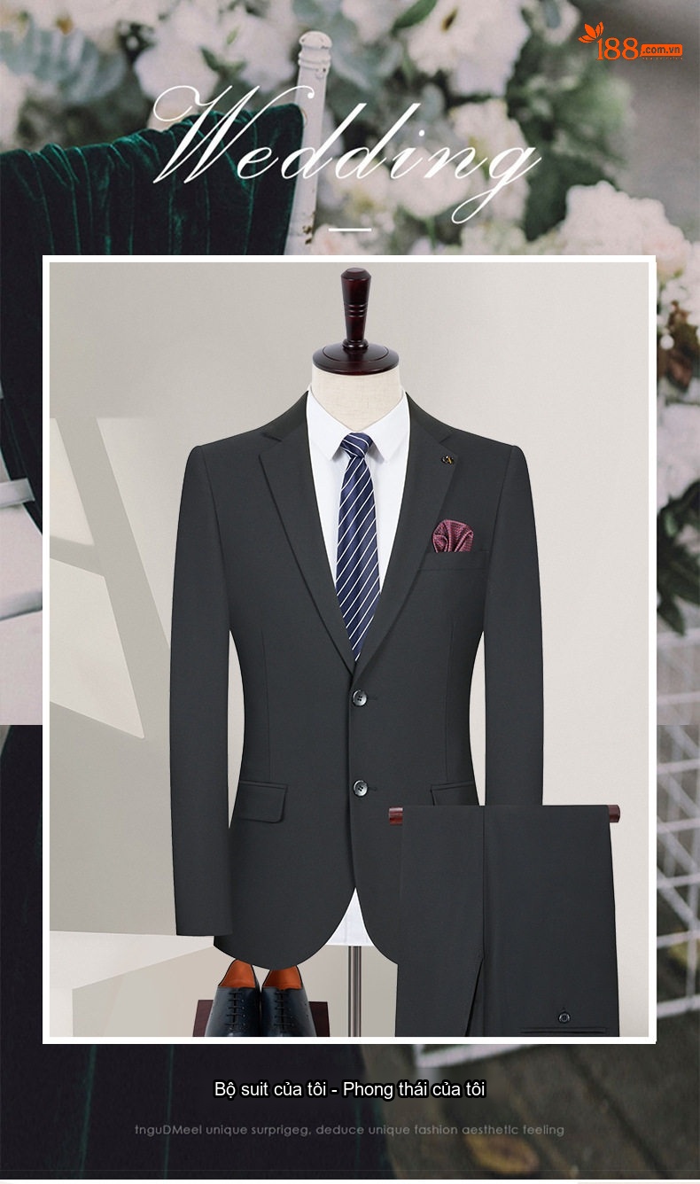 Bộ Vest Nam Áo Blazer Xẻ Tà Hai Bên Màu Đen chi tiết 4