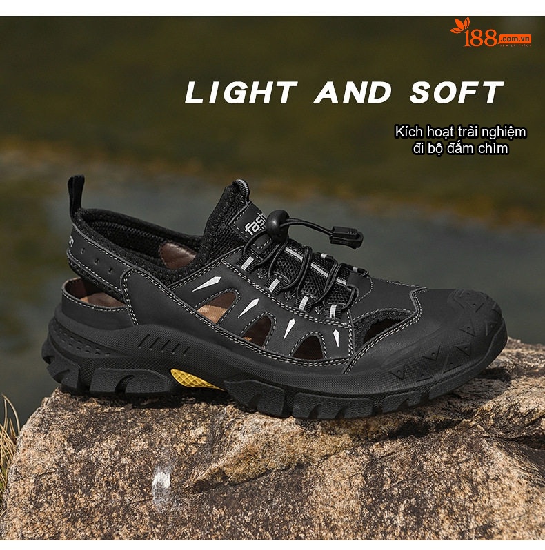 Dép Sandal Nam Mũi Bít Lưới Thoáng Khí Size Lớn Đế Cao 3cm chi tiết 15