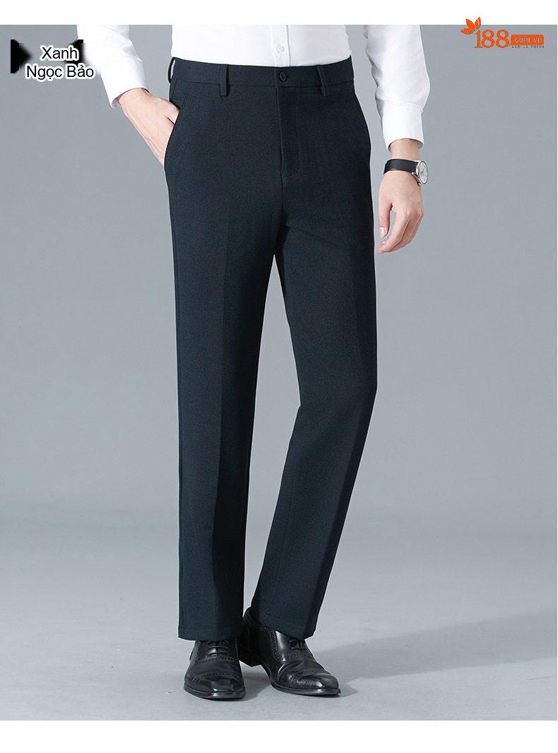 Quần Âu Nam Wool Dáng Suông Chống Nhăn Không Cần Là Màu Đen, Xanh Navy chi tiết 15