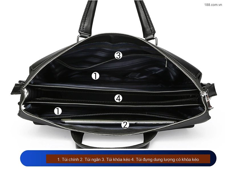 Túi Đeo Chéo Nam Da Mờ Khóa Mật Mã Chống Trộm, Đựng Laptop, Công Sở Màu Đen, Nâu, Nâu Đậm chi tiết 10