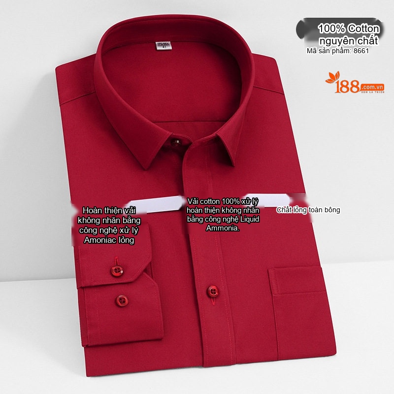 Áo Sơ Mi Dài Tay Nam Cotton Cao Cấp Chống Nhăn Màu Trắng, Xanh Dương, Đen, Đỏ...