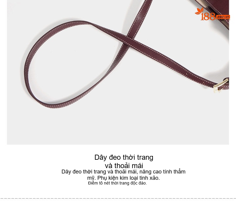 Túi Đeo Vai/Đeo Chéo Nữ Da Bò Hai Lớp Size Lớn Phong Cách Thu Đông Màu Đỏ Rượu Vang, Xanh Olive chi tiết 13