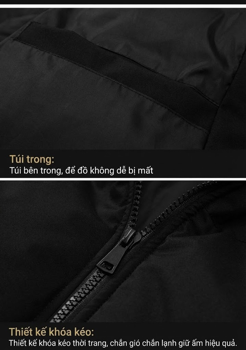 Áo Khoác Phao Nam Cotton Dáng Rộng Phong Cách Hàn Quốc Màu Đen, Trắng, Kem, Hồng... chi tiết 22