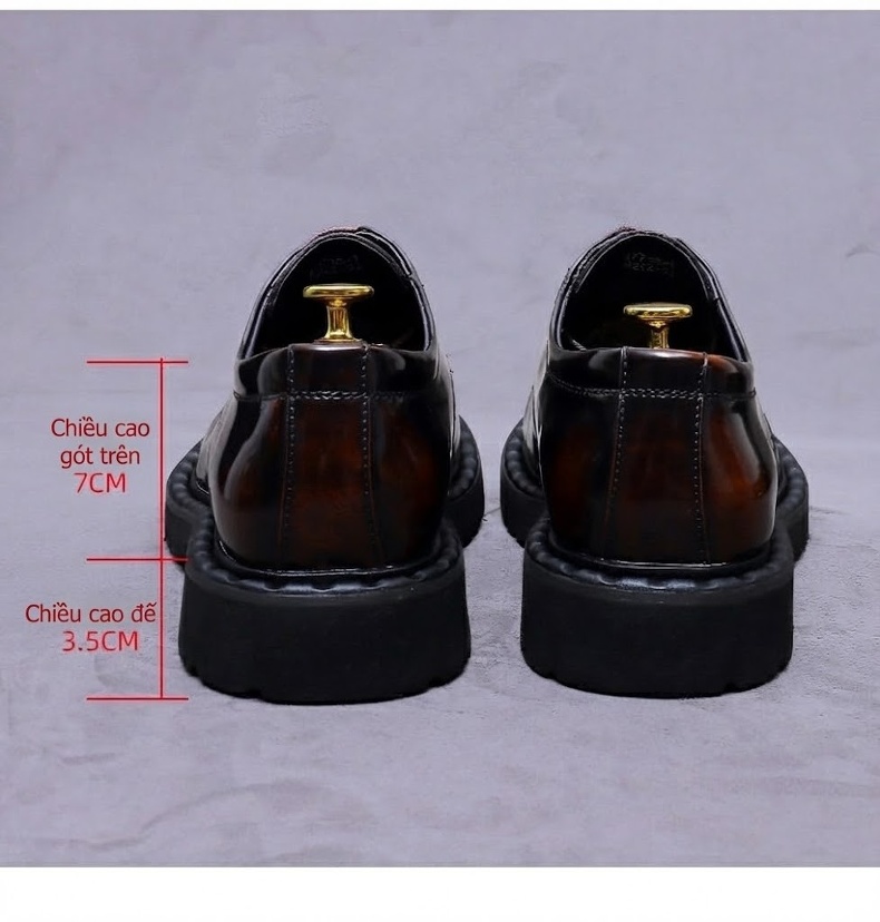 Giày Tây Nam Da Thật Giày Cao Chiều Cao Đế Khoảng 4cm Màu Đen, Nâu chi tiết 17