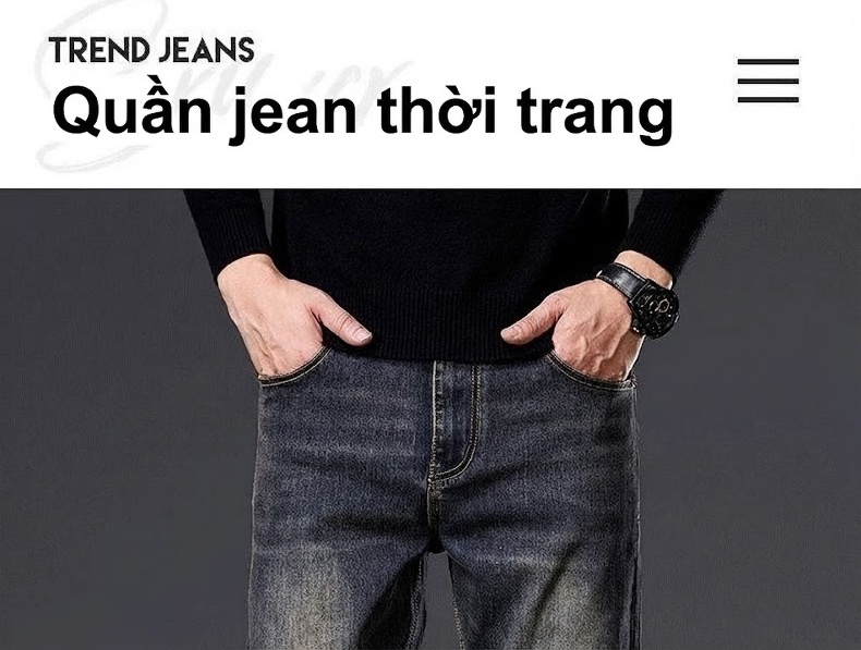 Quần Jean Nam Ống Suông Rộng Co Giãn Phong Cách Retro Màu Xanh Denim chi tiết 1