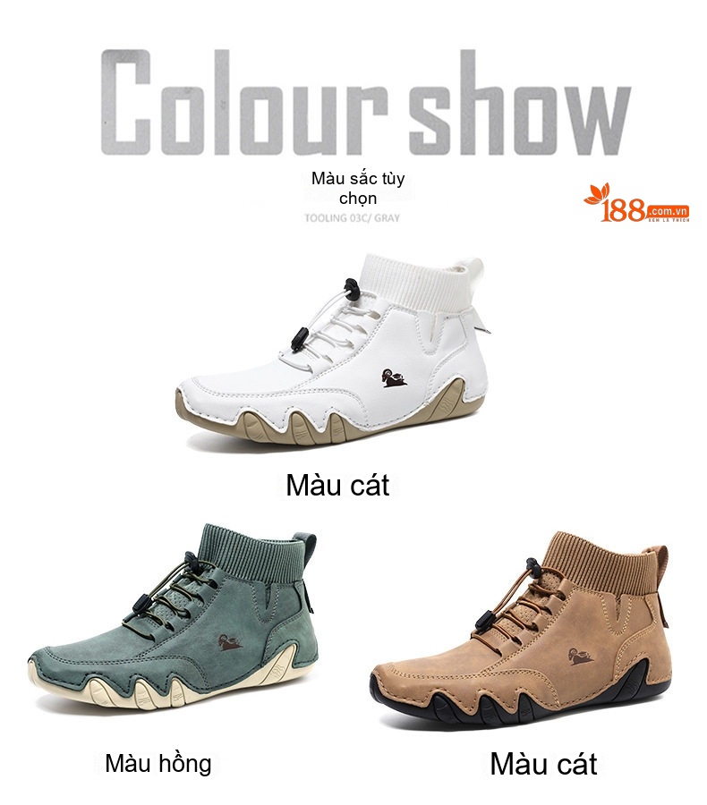 Giày Martin Cổ Cao Nam Nữ Da Mờ Chiều Cao Đế Khoảng 3cm Màu Nâu, Trắng, Xanh... chi tiết 5