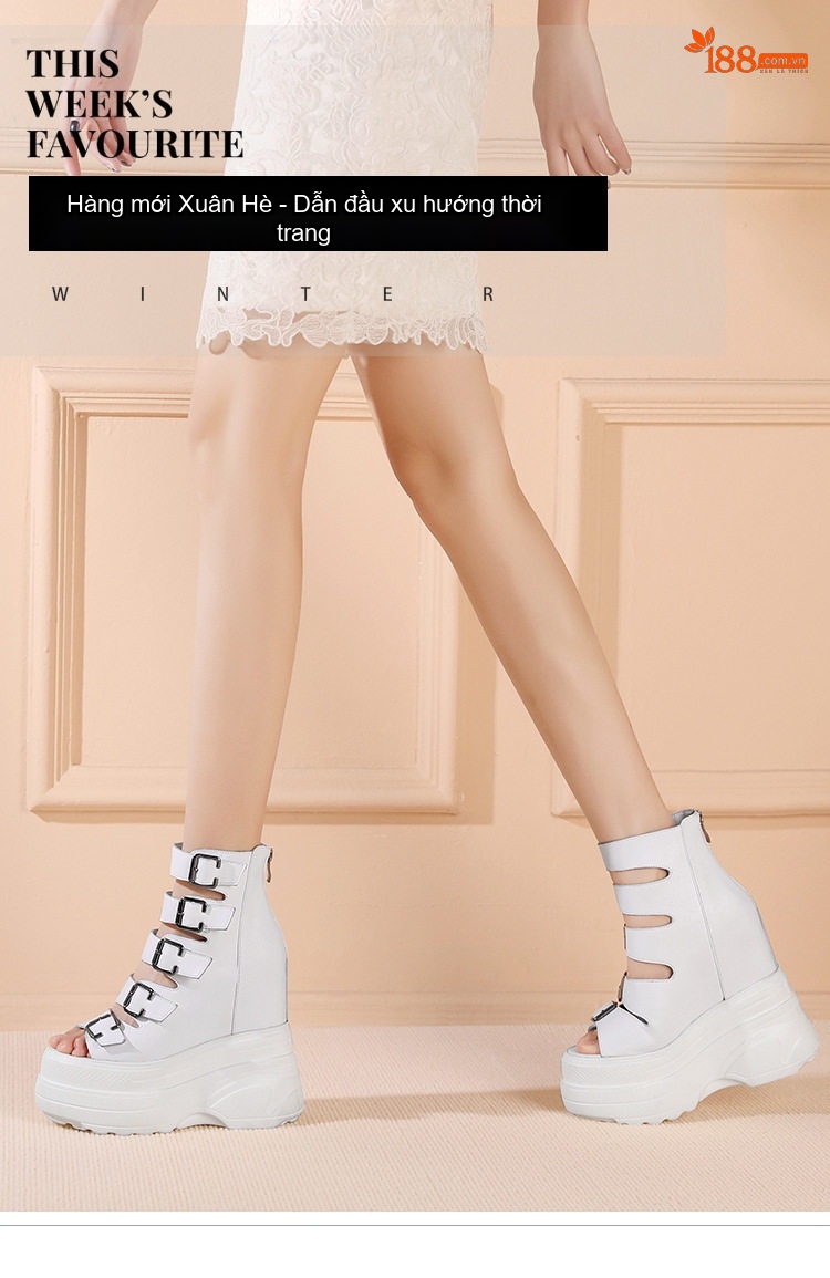 Giày Sandal Cao Gót Nữ Hở Ngón Đế Xuồng Quai Da Bóng Gót Cao 10cm - 12cm Màu Đen, Trắng chi tiết 1