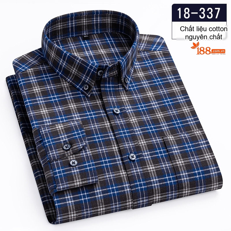 Áo Sơ Mi Nam Cotton Dài Tay Kẻ Caro Thời Trang Công Sở Thoải Mái Màu Đỏ, Xanh, Xám, Be...