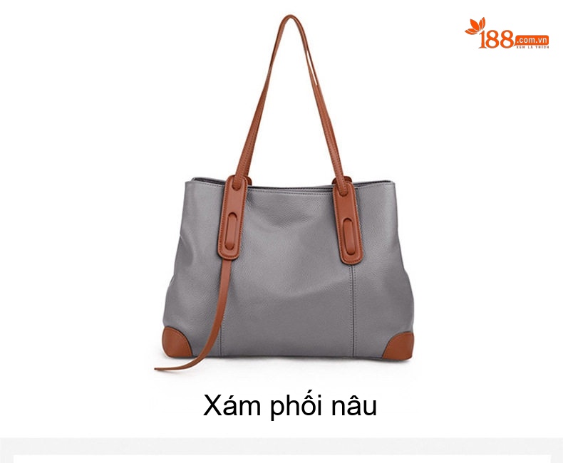 Túi Tote Nữ Da Thật Đựng Đồ Dung Lượng Lớn Phong Cách Cao Cấp Màu Đen chi tiết 7