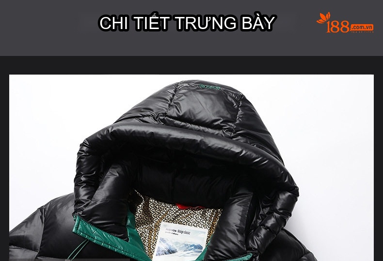 Áo Khoác Phao Nam Dáng Ngắn Có Mũ Trùm Đầu Dày Dặn Ấm Áp Lót Lông Vịt Màu Đen, Đỏ chi tiết 17