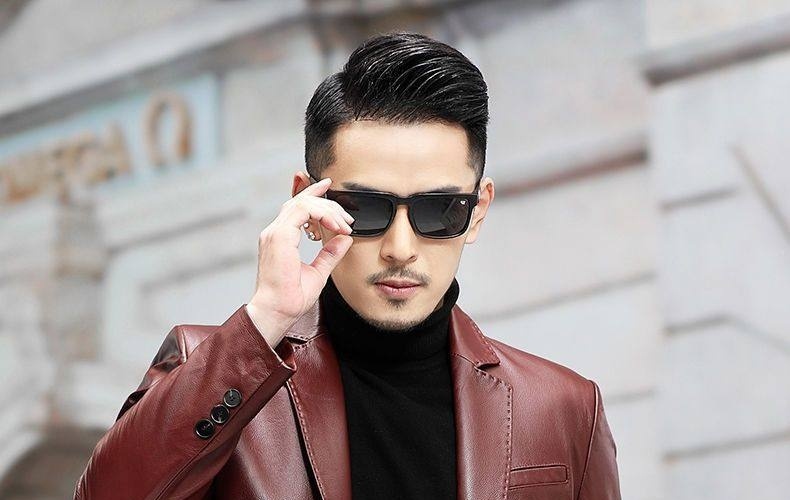 Áo Khoác Blazer Da Bò Nam Dáng Ôm Phong Cách Doanh Nhân Màu Đỏ Rượu Vang, Đen chi tiết 1