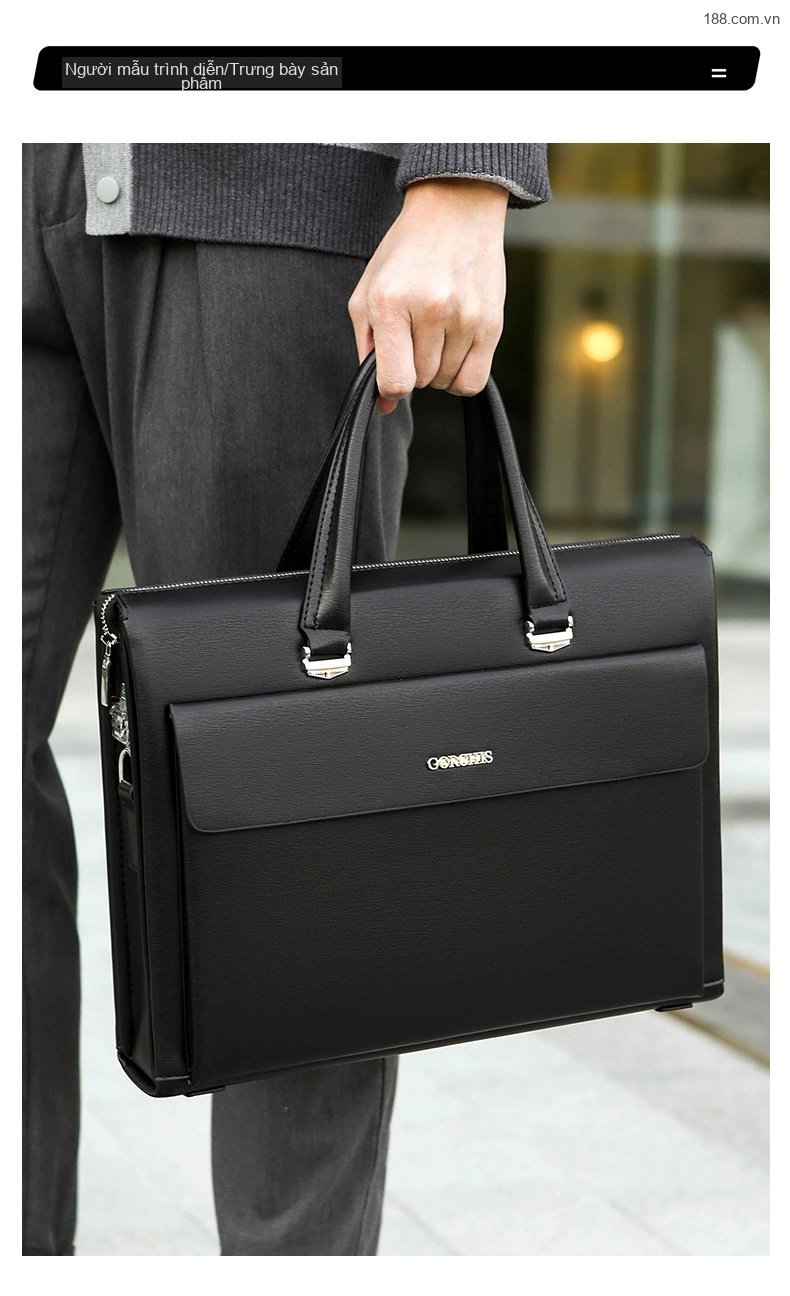 Túi Đeo Chéo Nam Da Mờ Khóa Mật Mã Chống Trộm, Đựng Laptop, Công Sở Màu Đen, Nâu, Nâu Đậm chi tiết 14