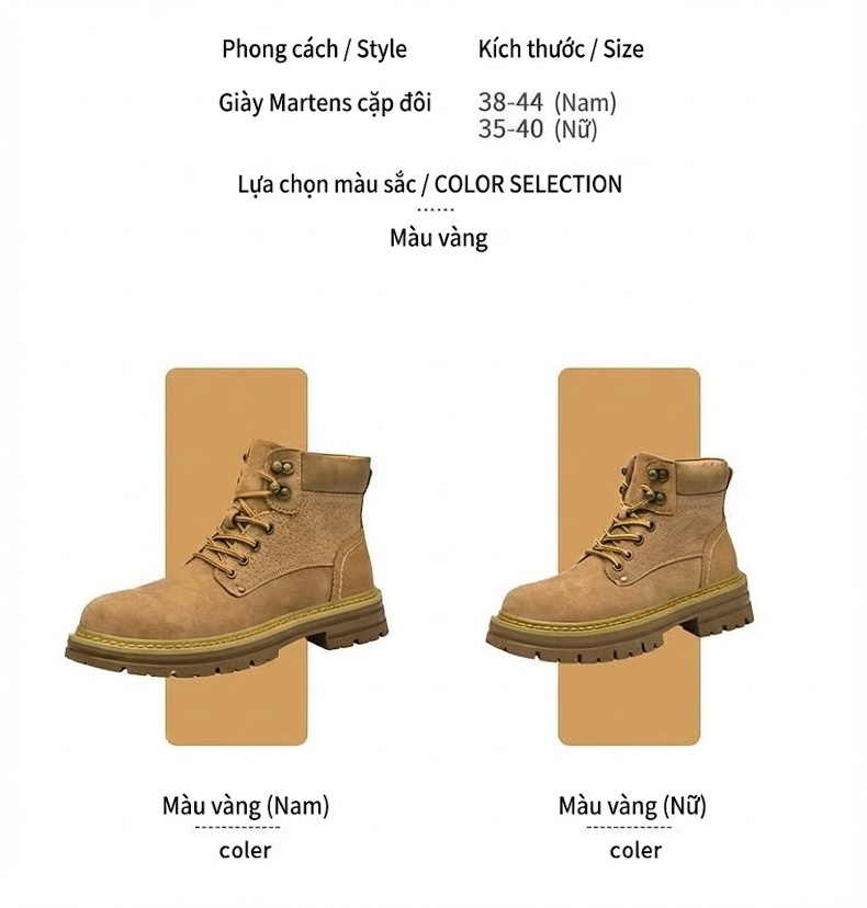 Giày Boot Nam Da Mờ Cổ Cao Có Dây Kiểu Martin Chiều Cao Đế Khoảng 4cm Màu Nâu chi tiết 7