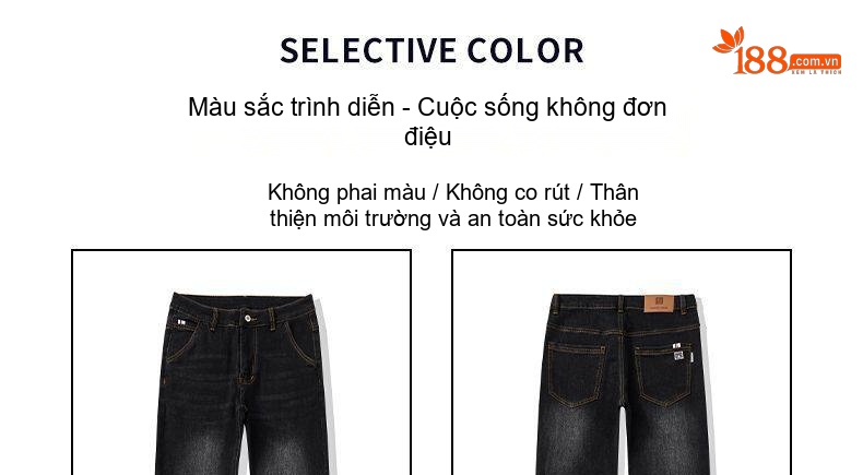 Quần Jean Nam Ống Suông Dáng Rộng Màu Xanh Navy Đậm Phong Cách Lịch Sự chi tiết 9