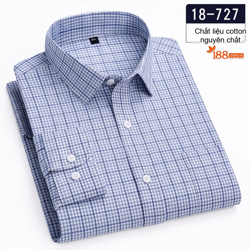 Áo Sơ Mi Nam Cotton Dài Tay Kẻ Caro Thời Trang Công Sở Thoải Mái Màu Đỏ, Xanh, Xám, Be...
