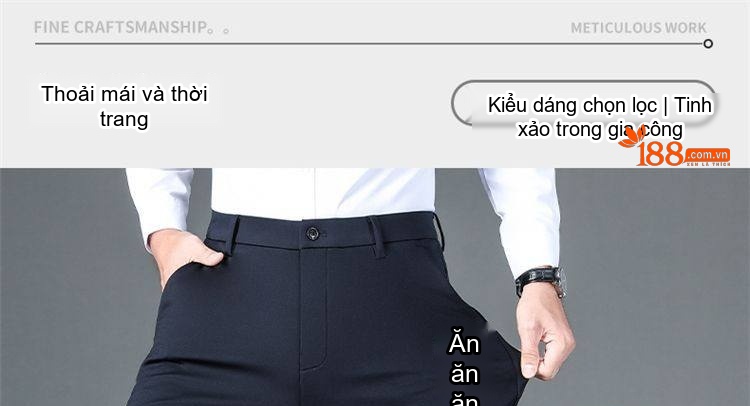 Quần Tây Nam Dáng Suông Bốn Chiều Co Giãn Chống Nhăn Cao Cấp Màu Đen, Xám, Be, Xanh Navy chi tiết 5