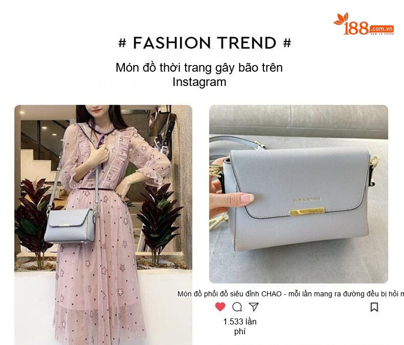 Túi Đeo Chéo Nữ Da Bóng Dáng Hộp Quai Xách Tay Màu Đen, Xám chi tiết 3