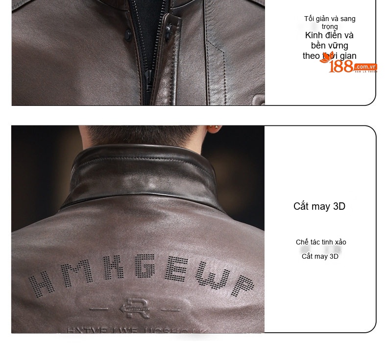 Áo Khoác Da Cừu Nam Kiểu Dáng Biker Slimfit Thời Trang Màu Đen, Nâu chi tiết 21