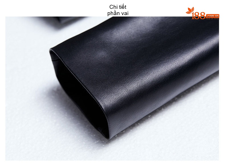 Áo Khoác Blazer Nữ Da Cừu Thật Dáng Motor Tiểu Tây Trang Màu Đen chi tiết 16