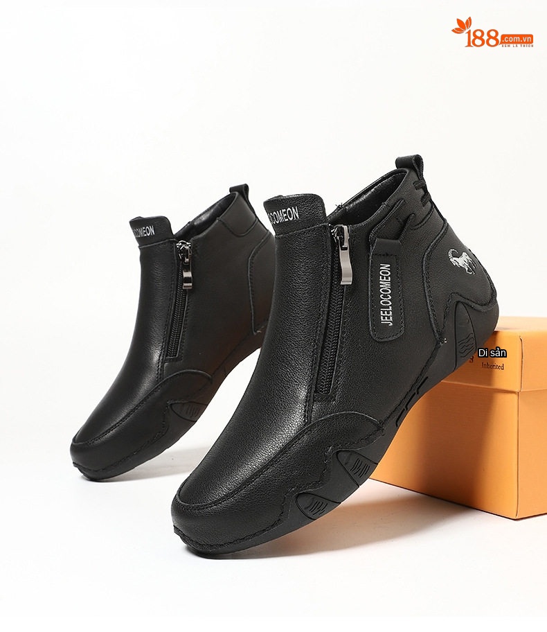 Boot Martin Nữ Da Thật Lót Lông Cao Cổ Đế Cao Su 3cm chi tiết 26