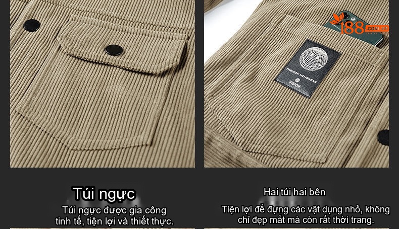 Áo Khoác Nam Vải Đũi Lót Lông Dày Dặn Cổ Lông Màu Nâu, Xám, Be chi tiết 19