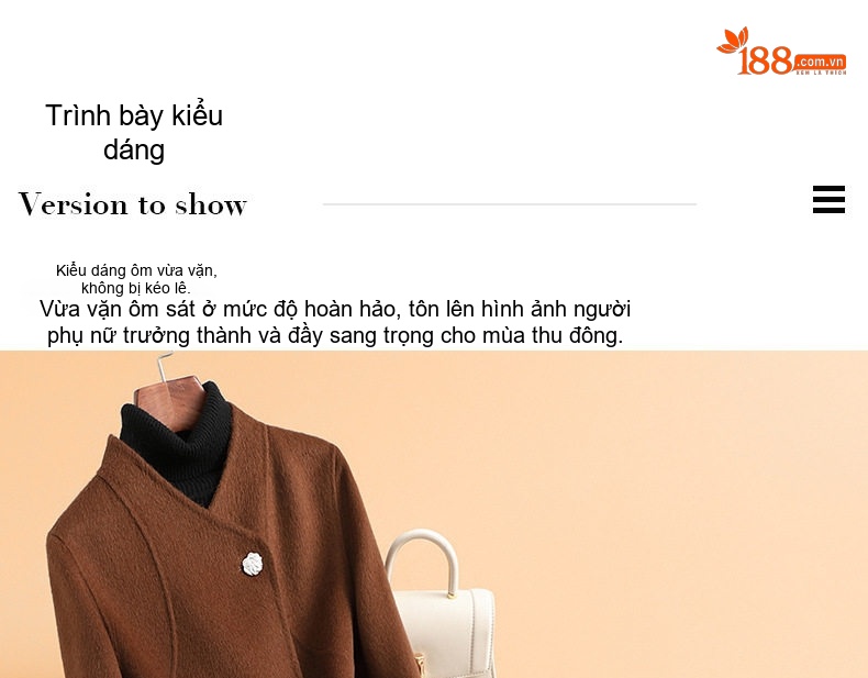 Áo Khoác Dạ Nữ Dáng Dài Hai Mặt Lông Cừu Cao Cấp Thắt Eo Màu Đen, Nâu, Kem chi tiết 6