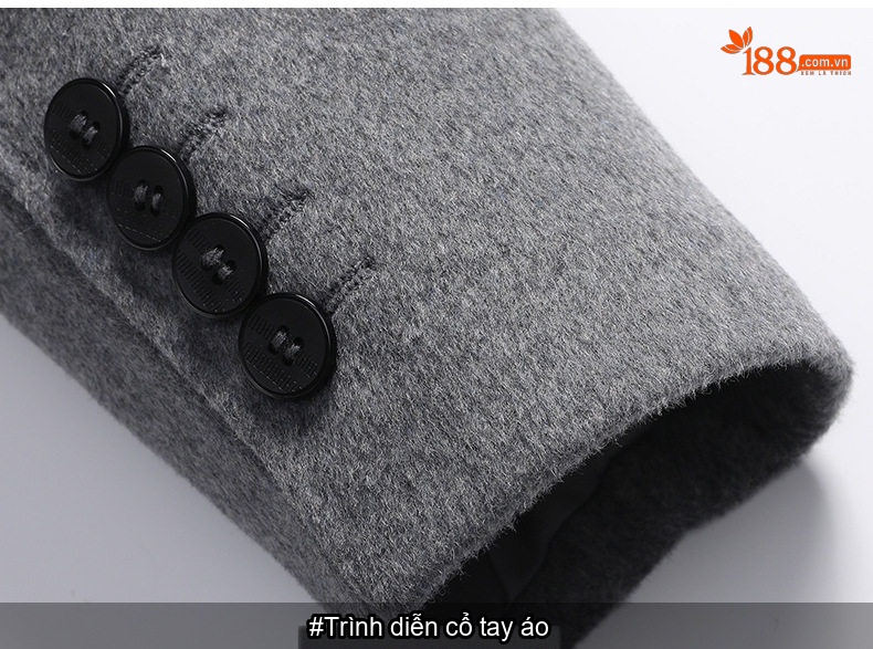 Áo Khoác Dạ Nam Hai Mặt Lông Cừu Dáng Vest Trung Niên Màu Nâu, Đen, Xám chi tiết 20