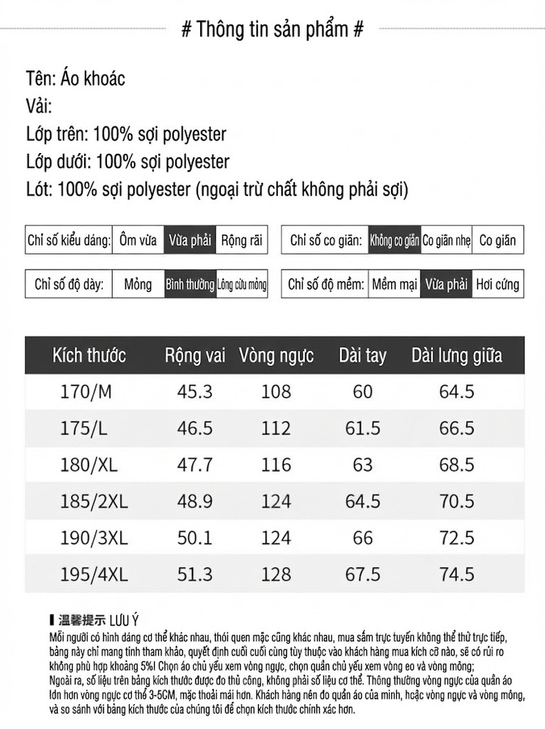 Áo Khoác Giữ Ấm Nam Cổ Bẻ Dáng Bomber Phong Cách Công Sở Màu Xanh, Trắng, Đen chi tiết 27