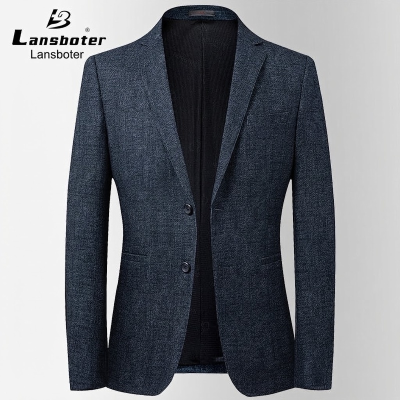 Áo Vest/Blazer Nam Co Giãn Phong Cách Hàn Quốc Màu Xanh Navy