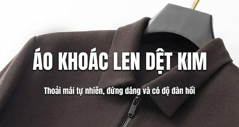 Áo Khoác Nam Dệt Kim Cổ Bẻ Khóa Kéo Chất Lượng Cao Màu Nâu, Xanh Navy chi tiết 1