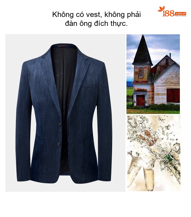Áo Vest Nam Dáng Ôm Vải Nhung Gân Chống Nhăn Phong Cách Hàn Quốc Màu Nâu, Xanh Navy, Xám chi tiết 12