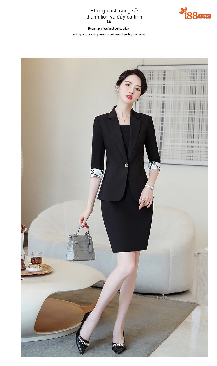 Bộ Vest Công Sở Nữ Tay Lỡ Màu Hồng chi tiết 63