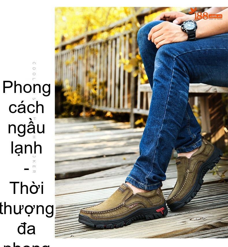 Giày Lười Nam Da Thật Size Lớn Đi Ngoài Trời Chiều Cao Đế Khoảng 4cm Màu Nâu, Xanh chi tiết 15