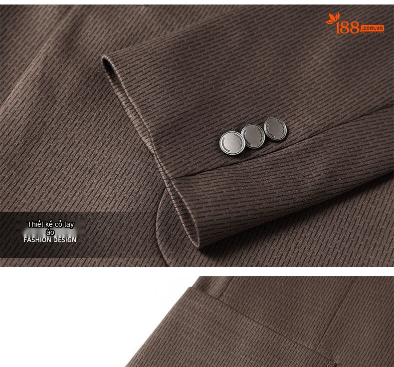 Áo Vest Blazer Nam Vải Dệt Công Sở Chống Nhăn Màu Nâu chi tiết 11